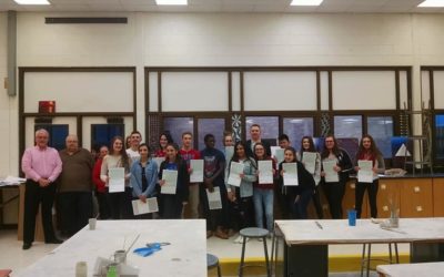 Presenting DDA Art Challenge Awards at Lamphere High School